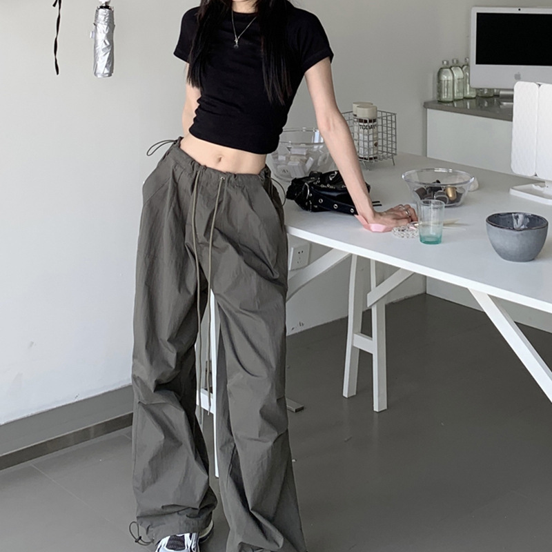2023 New Arrival American Wide Leg Paratroopers Workwear Pants for Men and Women Loose Retro Casual Charge Paper Bag Pants Summer Thin