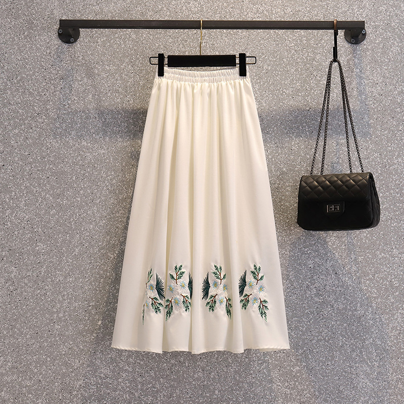 Picture of Strict Selection of Retro National Style Daily Improved Tang Suit Cheongsam Cotton and Linen Embroidered Top Chinese Style Seven-point Sleeve Tea Dress Skirt
