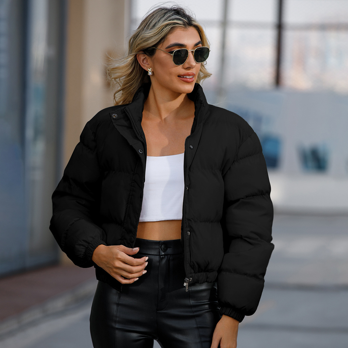 Picture of Cotton-padded clothes Russian cotton-padded jacket Women's Elegant Short Street Photography Autumn and Winter High Collar
