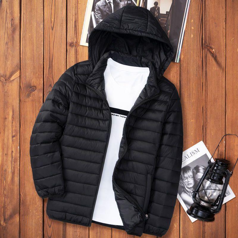 Picture of Light Down Cotton-padded Jacket Men's Autumn and Winter Cotton-padded Jacket New Short Vertical Collar Men's Casual Hooded Plus Size Lightweight Jacket