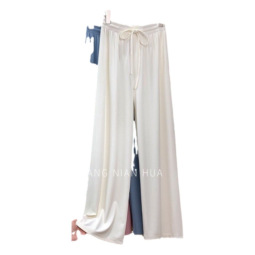 Picture of Cross-border Wide Leg Pants Factory Macaron Flower Thousand Bone Casual Pants Women's Foreign Trade Straight Pants Summer Jacquard Pants Women's Slim