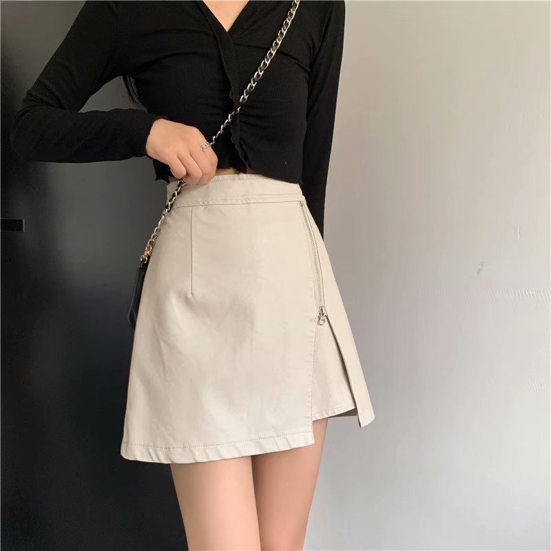 Zipper High Waist Hip Skirt Women's Large Size Chubby Girl Split Skirt All-match Hip Covering Slimming Wide Leg A- line Skirt