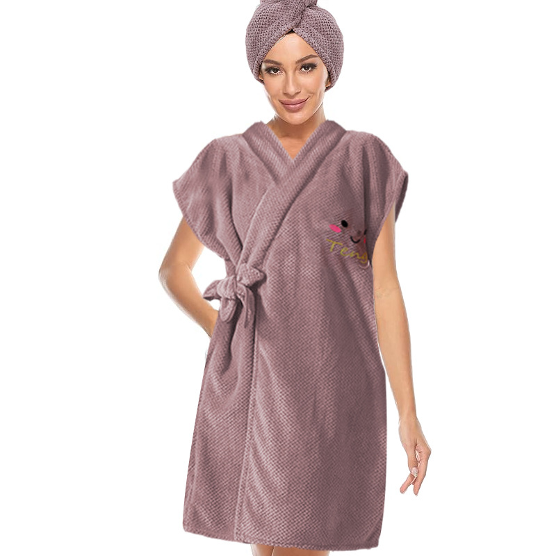 Picture of Bainard Pineapple Dress Dry Hair Hat suit Strap Couples Wearing Bath Towel Embroidered Thickened Absorbent Bathrobe