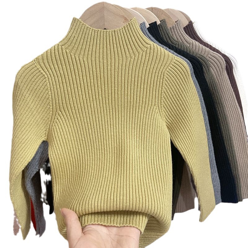 Picture of [in stock middle school boys and girls half high collar turtleneck sweater autumn and winter new children's inner base sweater Joker