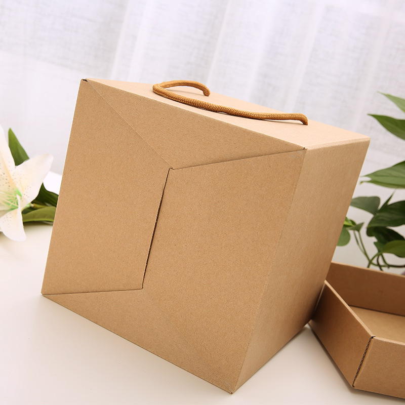 Picture of Kraft Paper Square Gift Box Portable Gift Box Blind Box Empty Box Accompanying Gift Box Corrugated Packaging Carton