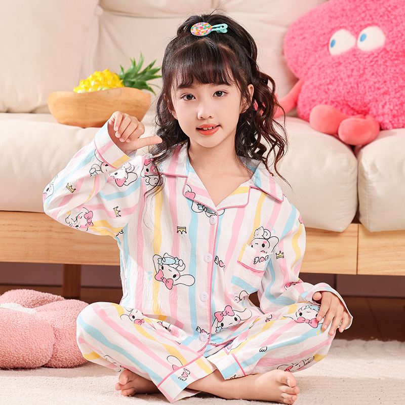 Picture of 2024 New Girls' Pajamas Long Sleeve Cloud Cotton Spring and Autumn Children's Home Clothes suit Big Kids Girls Can Wear Outer