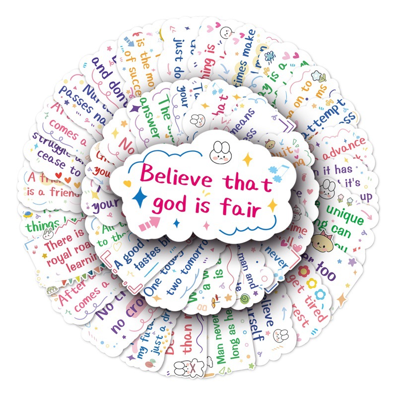 50 inspirational English short sentences graffiti personality creative cross-border DIY skateboard mobile phone case luggage sticker waterproof