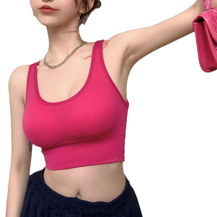 Picture of Hot Girl Sexual Beautiful Back Underwear Female Student Anti-Light Band Chest Pad Base Tube Wrap Chest Sports Camisole