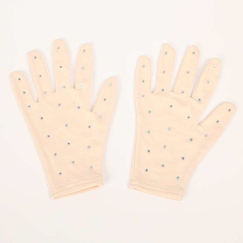 Picture of Factory wholesale figure skating performance gloves children's gloves adult female semicolon rhinestone opaque magic gloves