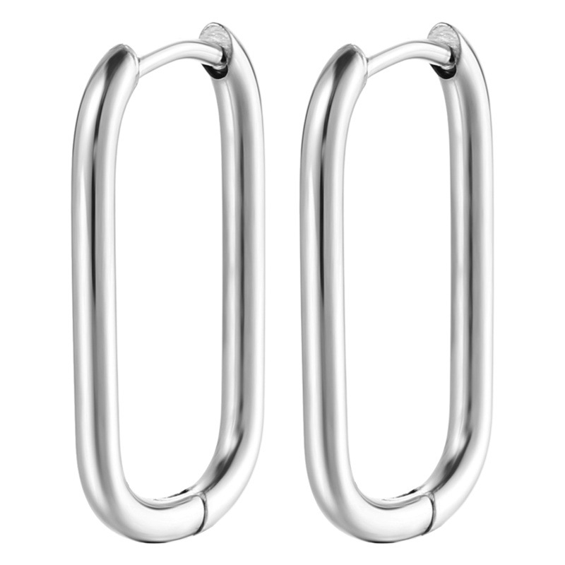 Cross-Border Oval Stainless Steel Earrings European and American Fashion Style U-Shaped Gold Earrings Women's Versatile 18K Earrings Wholesale