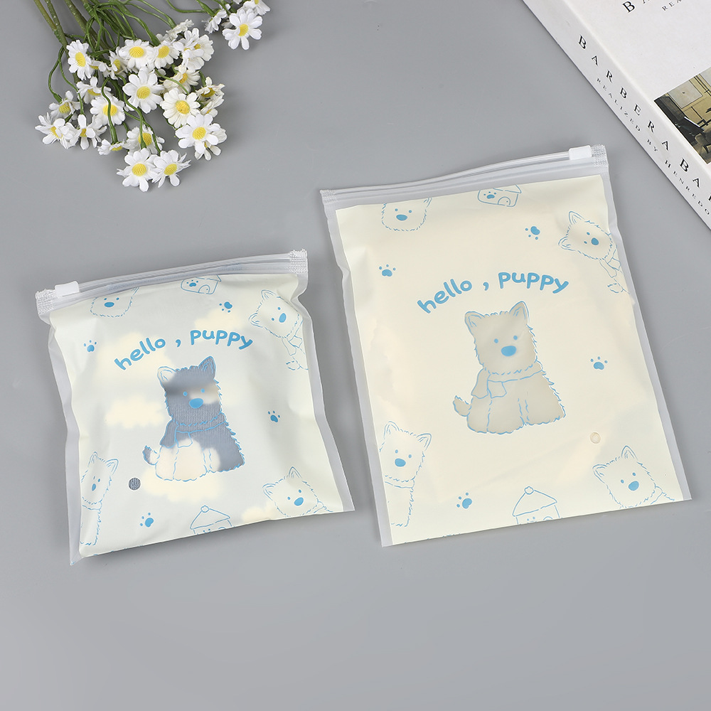 PE frosted zipper bag socks underwear packaging South Korea ins style cute cartoon toy jewelry storage self-sealing bag