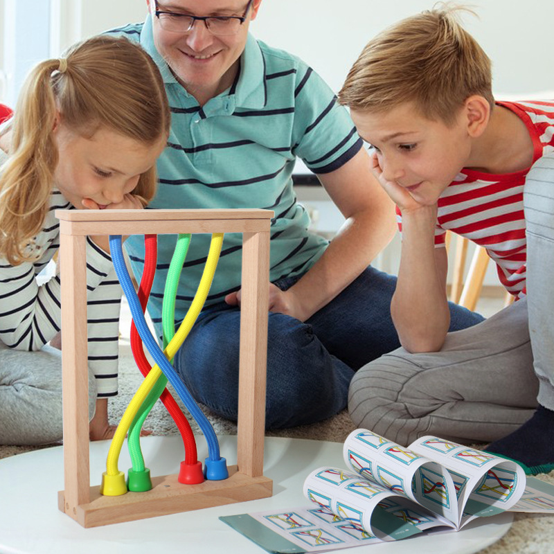 Picture of Children's wooden Early Education Intelligence release rope interactive game logical thinking training hands-on brain-moving baby educational toys