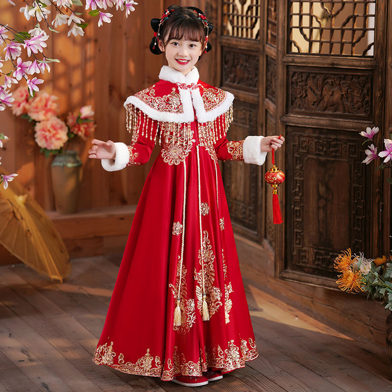 Picture of Girls' Hanfu dress Winter Ancient Clothes New Winter New Style Children's Tang Suit Chinese Style Girls' New Year Clothes