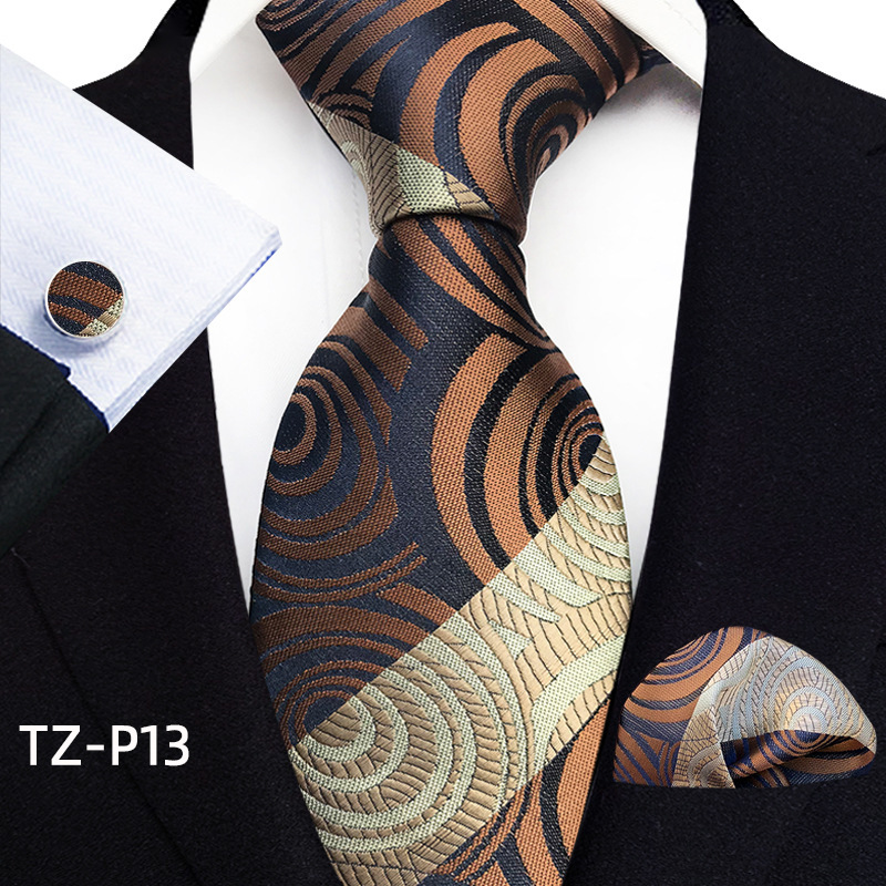 Picture of New tie men's business banquet formal dress wedding pattern green hand tie polyester jacquard fabric wholesale