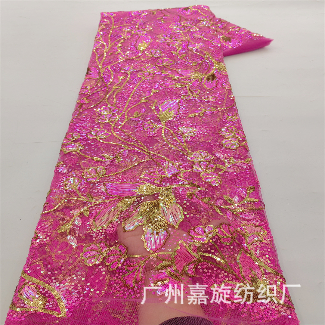 New Ethnic Style Exquisite Plant Flower Sequins Lace Fabric Dai Dress Children's Wear dress Performance Clothes Fabric