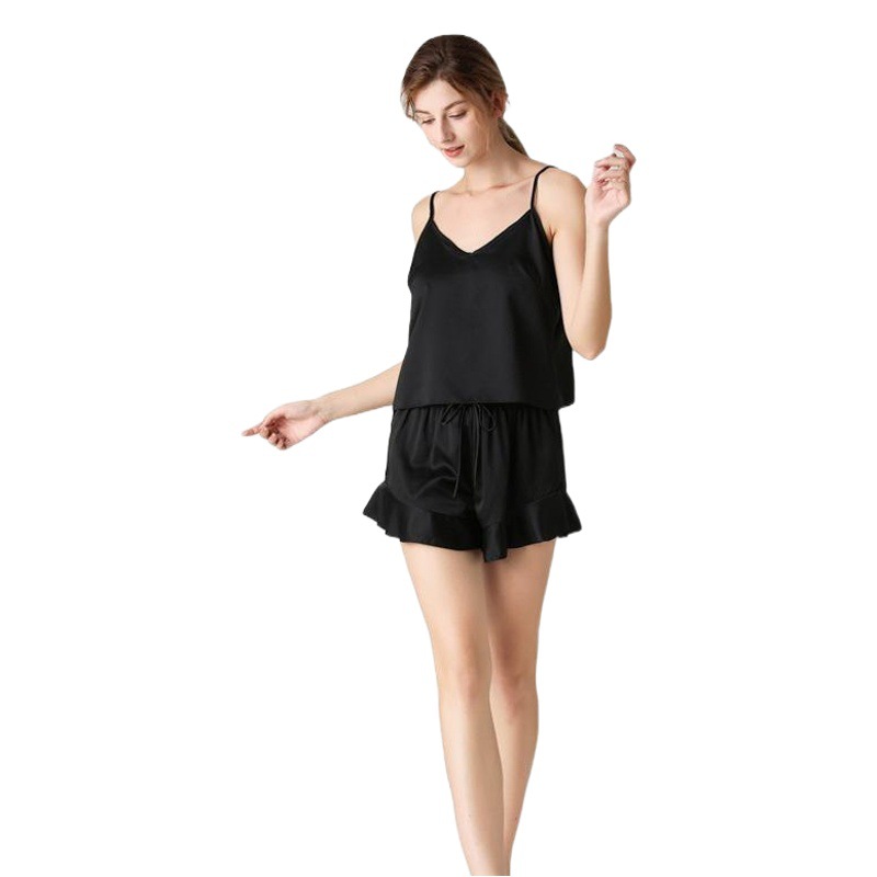 Women's Silk Pajamas Silk V-neck Sling Shorts Two-piece Pajamas Sexy Fashion Home Clothes suit