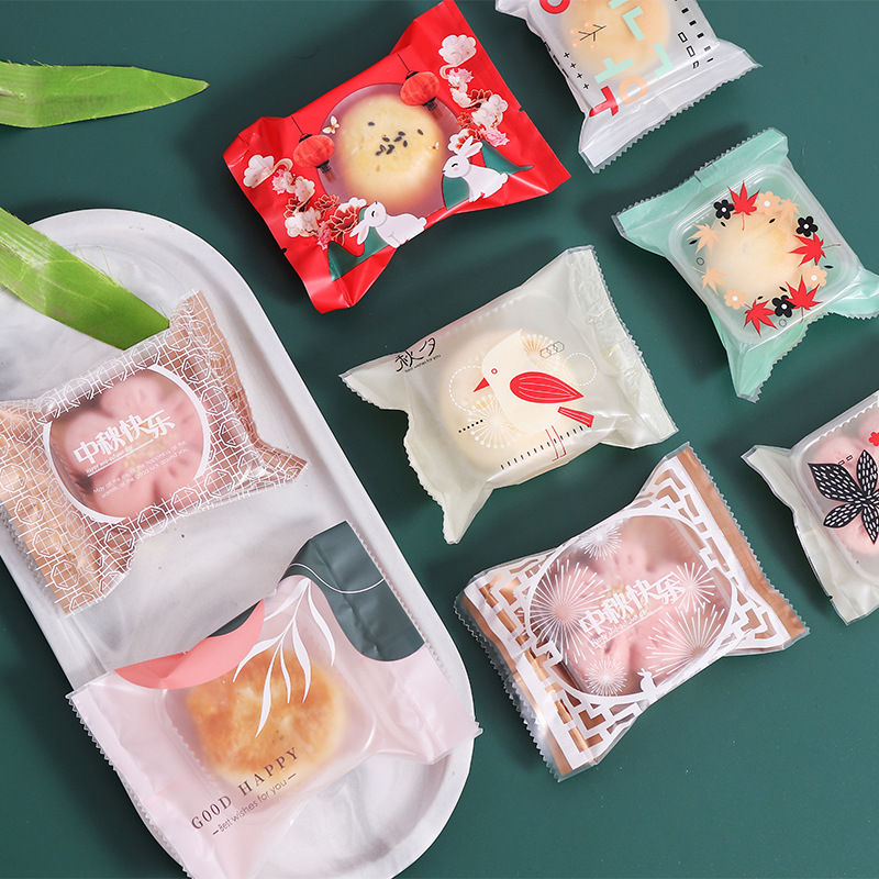 Wholesale Snack Food Packaging Bags, New Frosted Mooncake Thickened Heat-Sealed Bags, 50-100g Cute Bags for Export