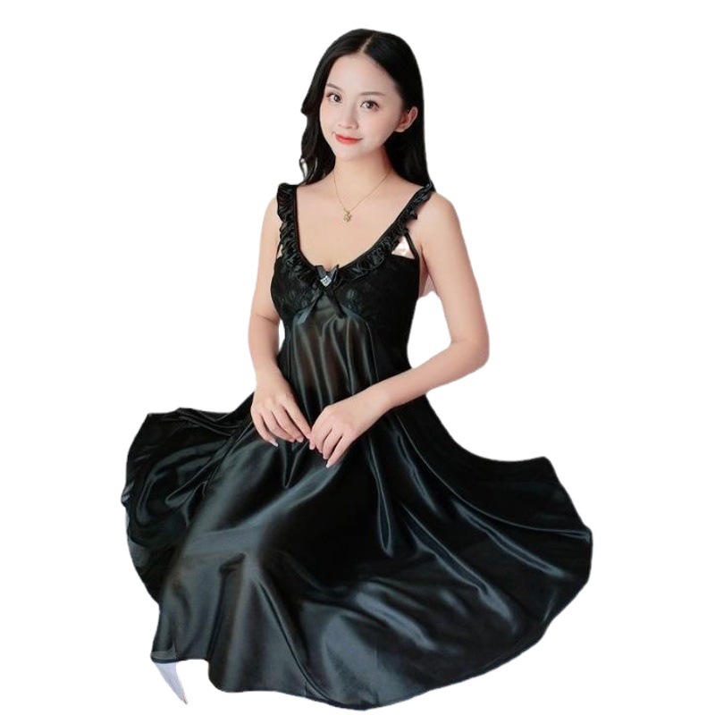 Ice Silk Nightdress Wholesale Summer Sling Silk Lace Sexy Dress Large Size Home Dress Skirt