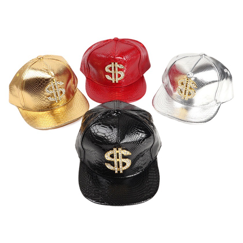 Crocodile Pattern Hat Golden Dollar Sign Korean Style Trendy Hip-Hop Hat Hip-Hop Flat Brim Hat Sun Hat Baseball Cap