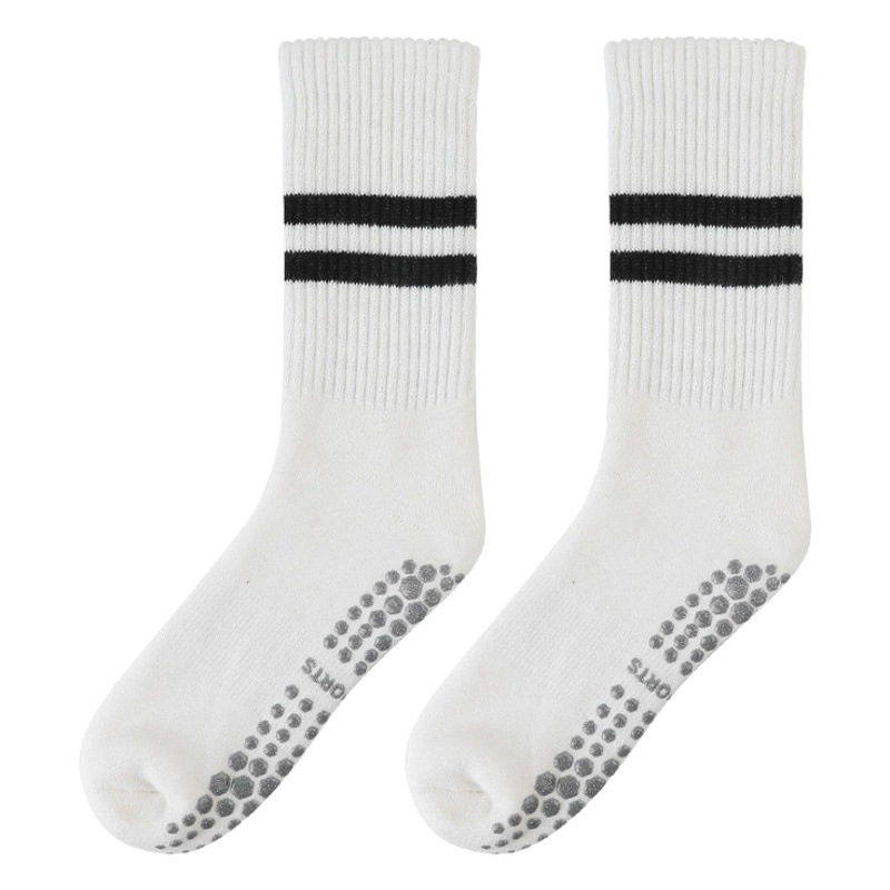 Yoga Socks Non-Slip Professional Women's Mid-Calf Striped New Indoor Sports Fitness Sweat-Absorbent Cotton Pilates Socks