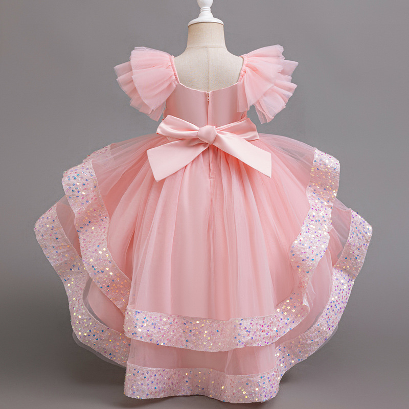 Picture of Cross-border Children's Princess Dress Sequin Trailing Dress Summer Dress European and American Girls Birthday Dinner Piano Performance dress