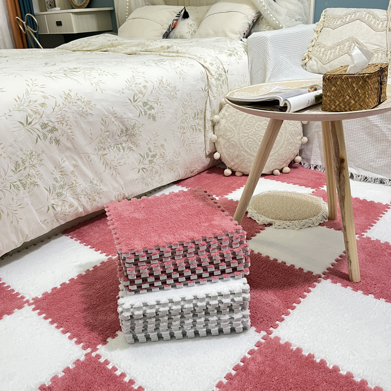 Picture of Plush room stitching carpet bedroom living room 2023 New ins style bedside blanket full floor mat cushion home