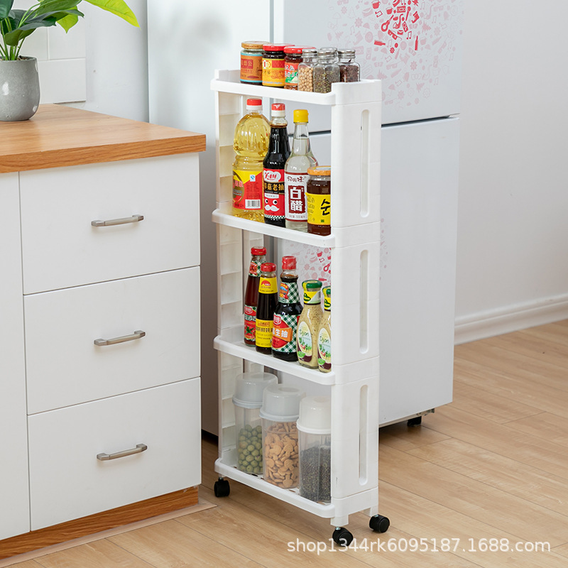 Picture of Ultra-narrow gap cabinet side seam refrigerator outer side Bathroom Kitchen ultra-narrow storage storage rack trolley