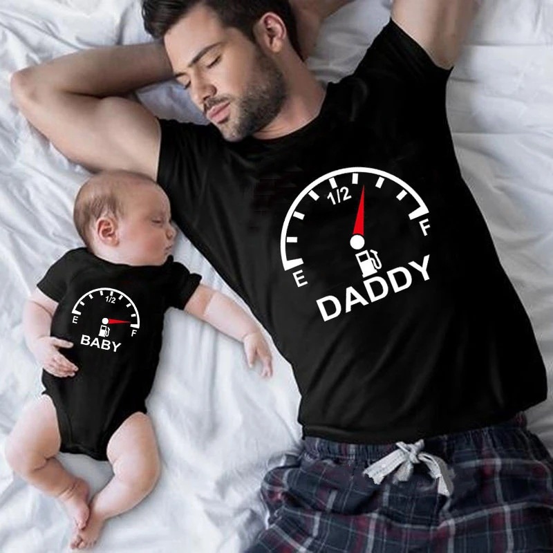 Picture of Europe and the United States hot-selling parents summer T-shirt manufacturers wholesale cross-border black round neck printed parents short sleeve cotton generation