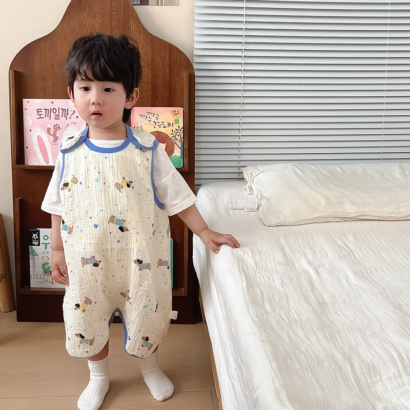 Picture of Baby Vest Sleeping Bag Summer Thin Gauze Pure Cotton Baby Kick-proof Sleeveless Children's Pajamas Air-conditioned Room Anti-cold