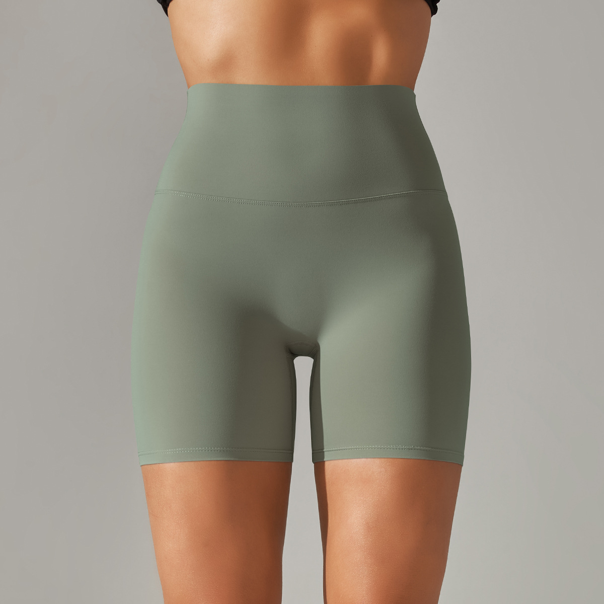 Picture of Spring and Summer New Solid Color Yoga Shorts Double-Sided Brushed Tight-Fitting High-Waist Elastic Sports Fitness Three-Point Yoga Pants for Women
