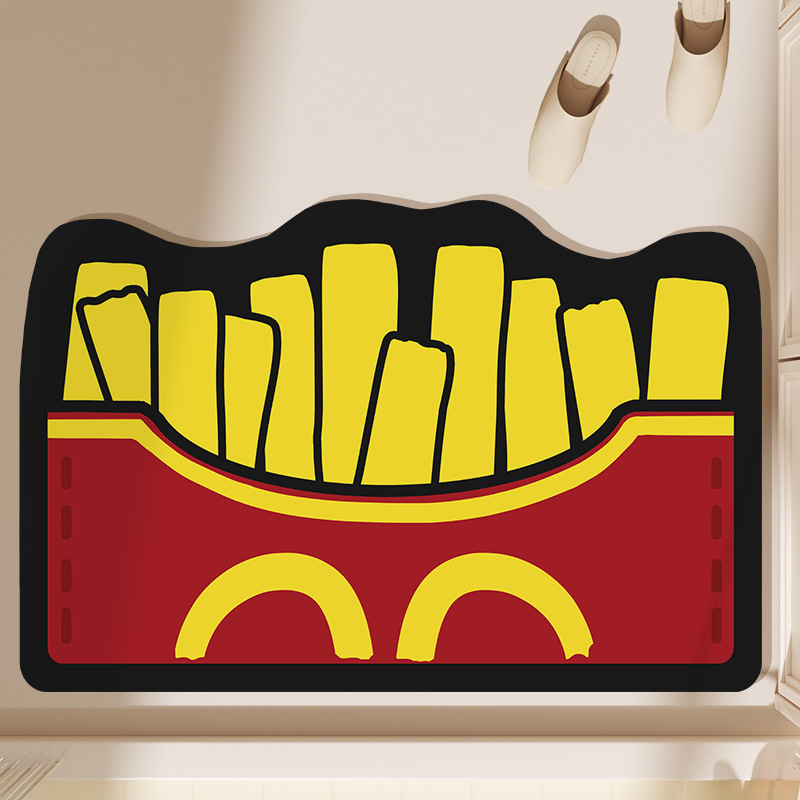 Cross-border French Fries Bathroom Mat Diatom Mud Absorbent Mat Toilet Door Cushion Toilet Anti-slip Mat Toilet Feet