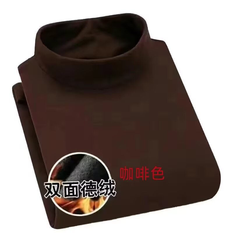 Picture of Fleece Base Shirt Half-high Collar Long-sleeved T-shirt for Autumn and Winter Men's Solid Color fleece-lined Warm Inner Double-sided Fleece Mid-collar Autumn Clothes