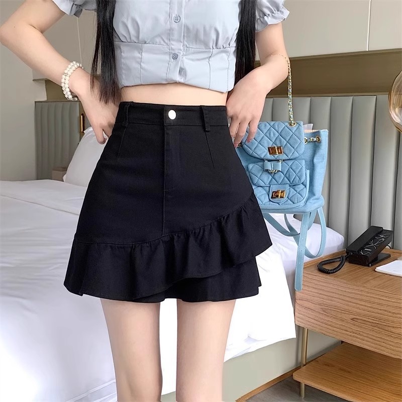 Fashion Irregular Ruffled Skirt Women's Summer Korean-style Fishtail Skirt High Waist Slim-fit A- line Hip Short Skirt