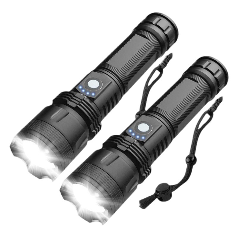 P50 flashlight telescopic zoom with intelligent electric display aluminum alloy USB rechargeable strong light remote rechargeable flashlight
