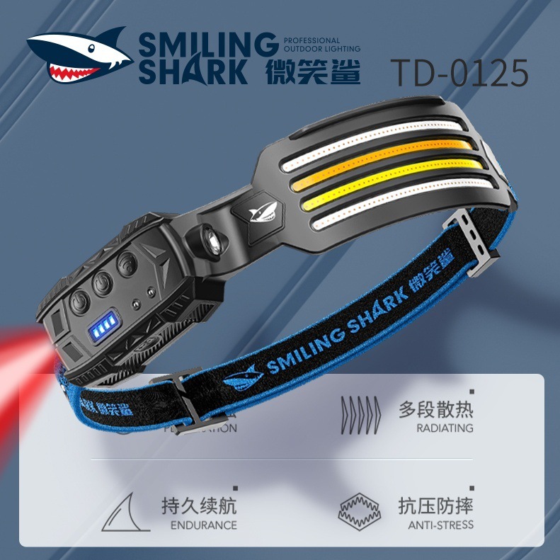 Cross-border new induction headlight charging head-mounted lighting ultra-light, large-area flood light long endurance night fishing special