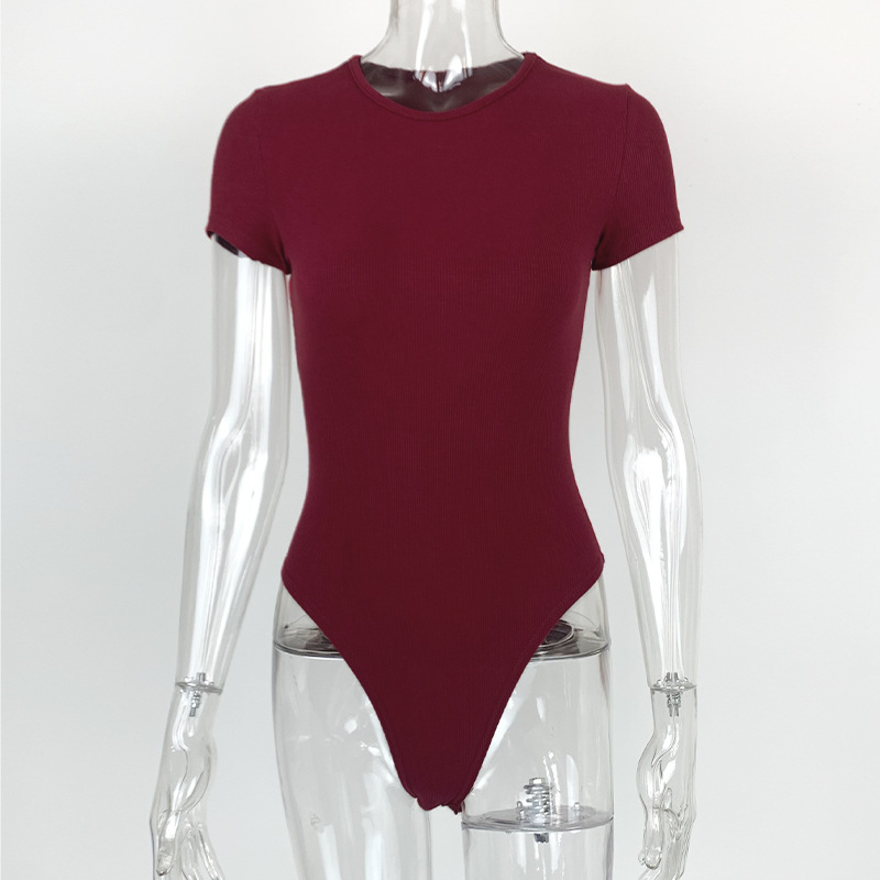 Picture of Summer 2025 Amazon European and American Cross-border Women's Sexy Tight Cotton Rib Crewneck Romper bodysuit
