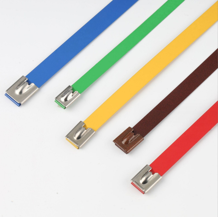 Picture of Stainless steel cable tie 304 material in stock wholesale widened thickened plastic spraying steel belt all metal cable tie strip cable tie