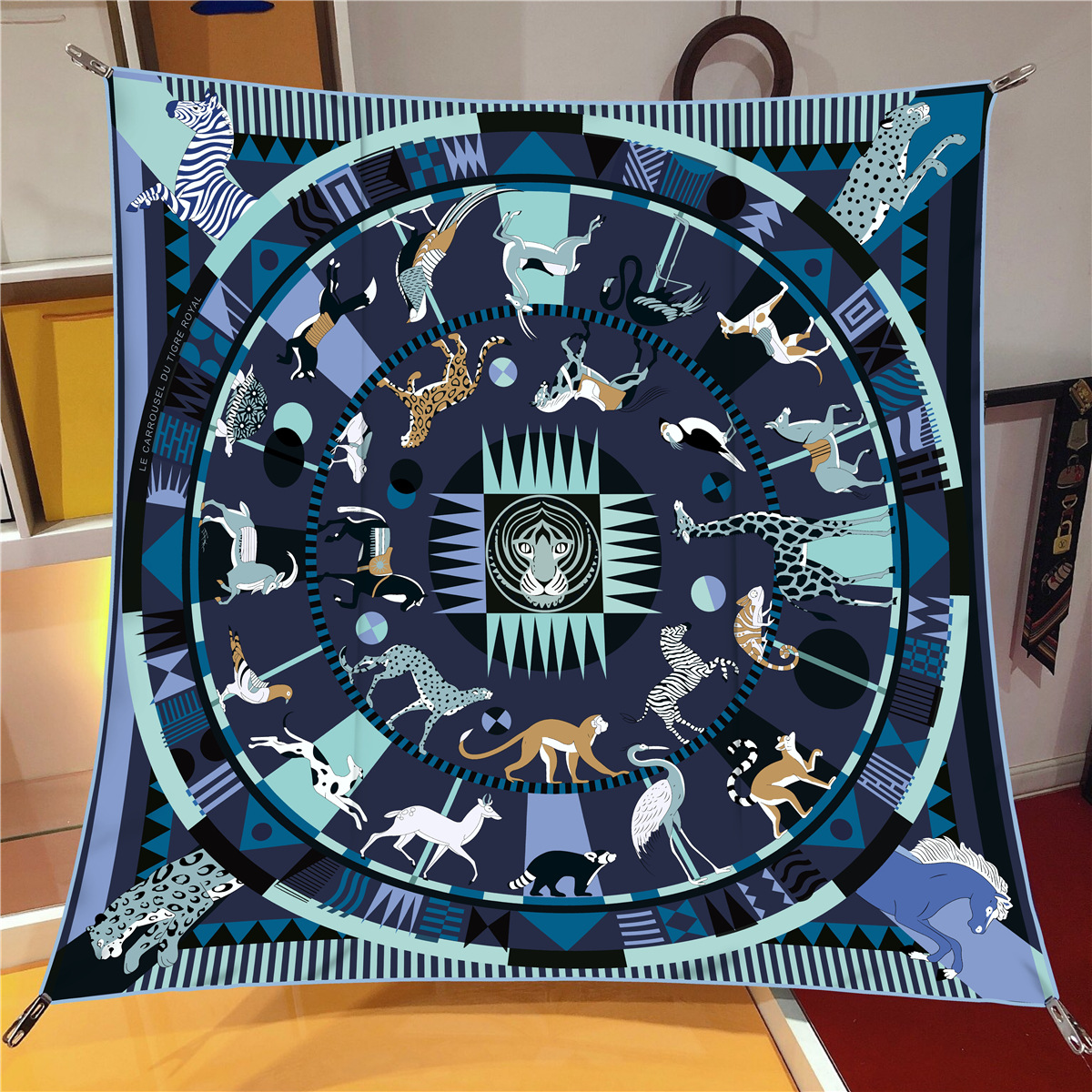Picture of Cross-Border New Animal Carousel Print 90 Square Scarf Women's Fashion Twill Elegant Scarf Decorative Silk Scarf Scarf