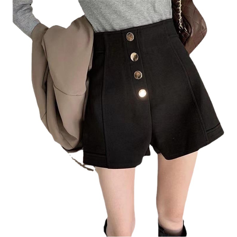Designed shorts for women 2024 Summer and Autumn New plus size chubby girl wide-leg pants high waist single-breasted A- line casual hot