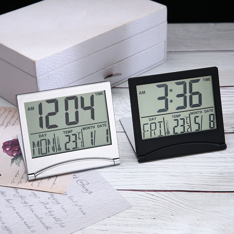 Multifunctional folding ultra-thin backlight electronic calendar alarm clock luminous thermometer student electronic small alarm clock