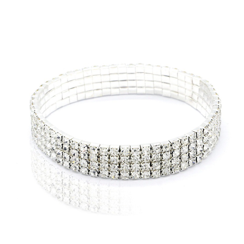 Picture of European and American simple full diamond bracelet super shiny elastic elastic 1 to 5 rows anklet bracelet birthday wedding party accessories