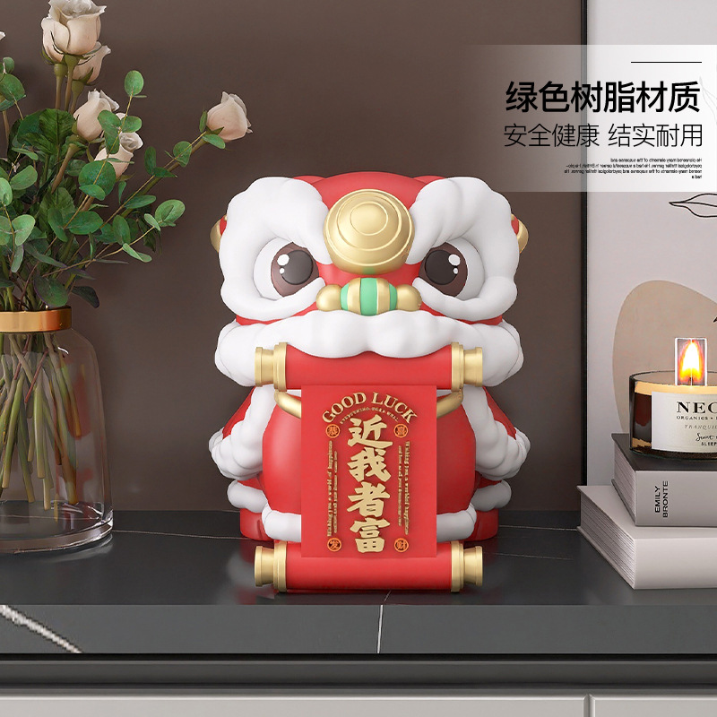 Picture of National Trend Lion Dance Ornaments Cashier Front Desk Festive Decorations Living Room Tv Cabinet Wine Cabinet Crafts Gifts