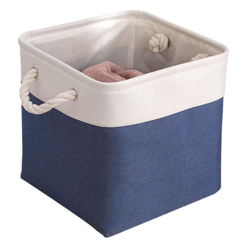 2023 New Linen Fabric Storage Basket Large Capacity Household Square Dirty Clothes Basket Finishing Storage Basket Supply