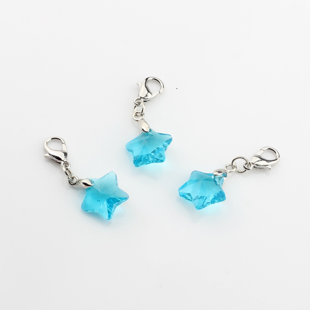 Picture of Crystal bead five-pointed star hanging lobster clasp pendant handmade children's student pencil star Small pendant ornaments
