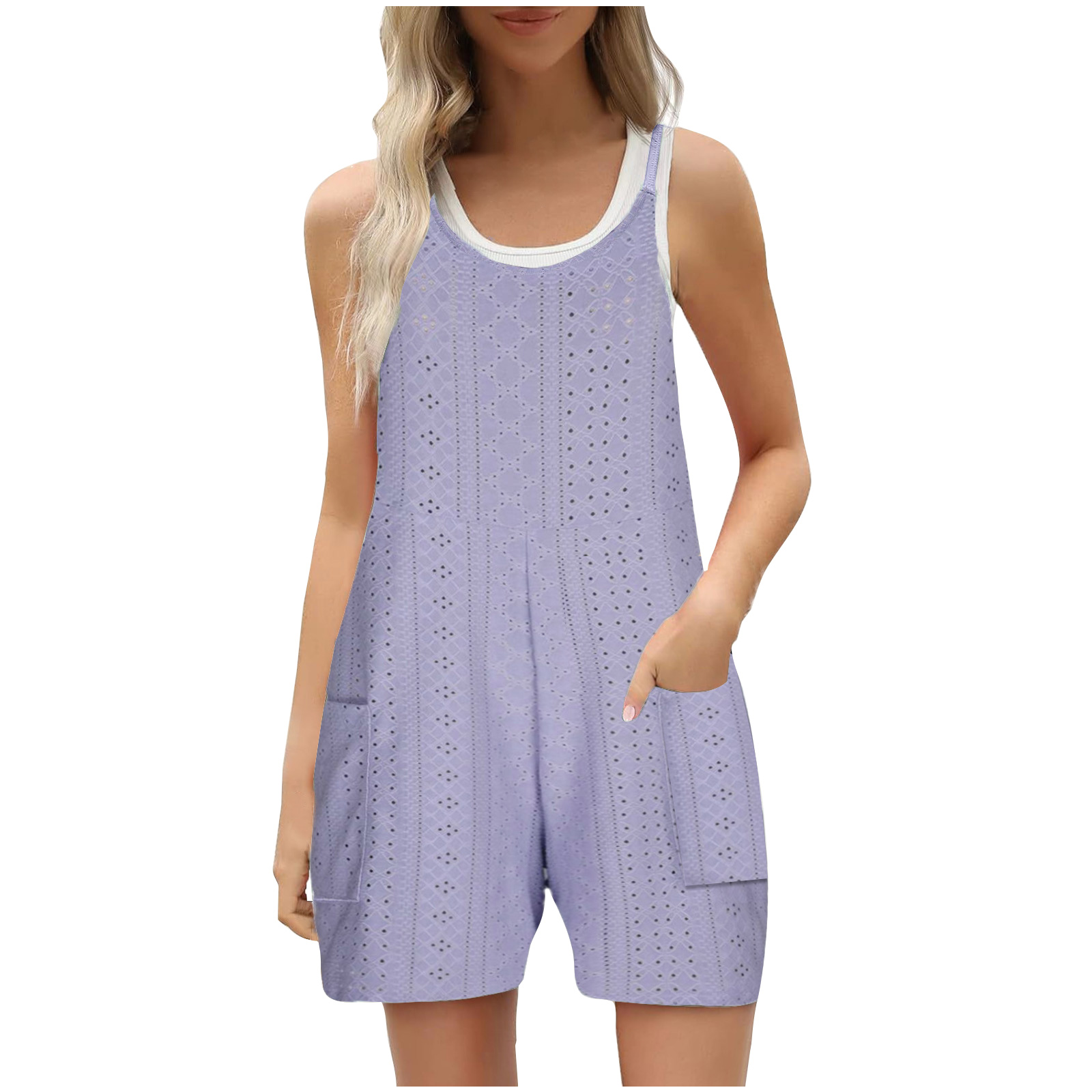 Cross-Border 2024 European and American Clothing Amazon Summer Casual Palace Lock Suspenders Shorts Jumpsuit Overalls Wide Legs