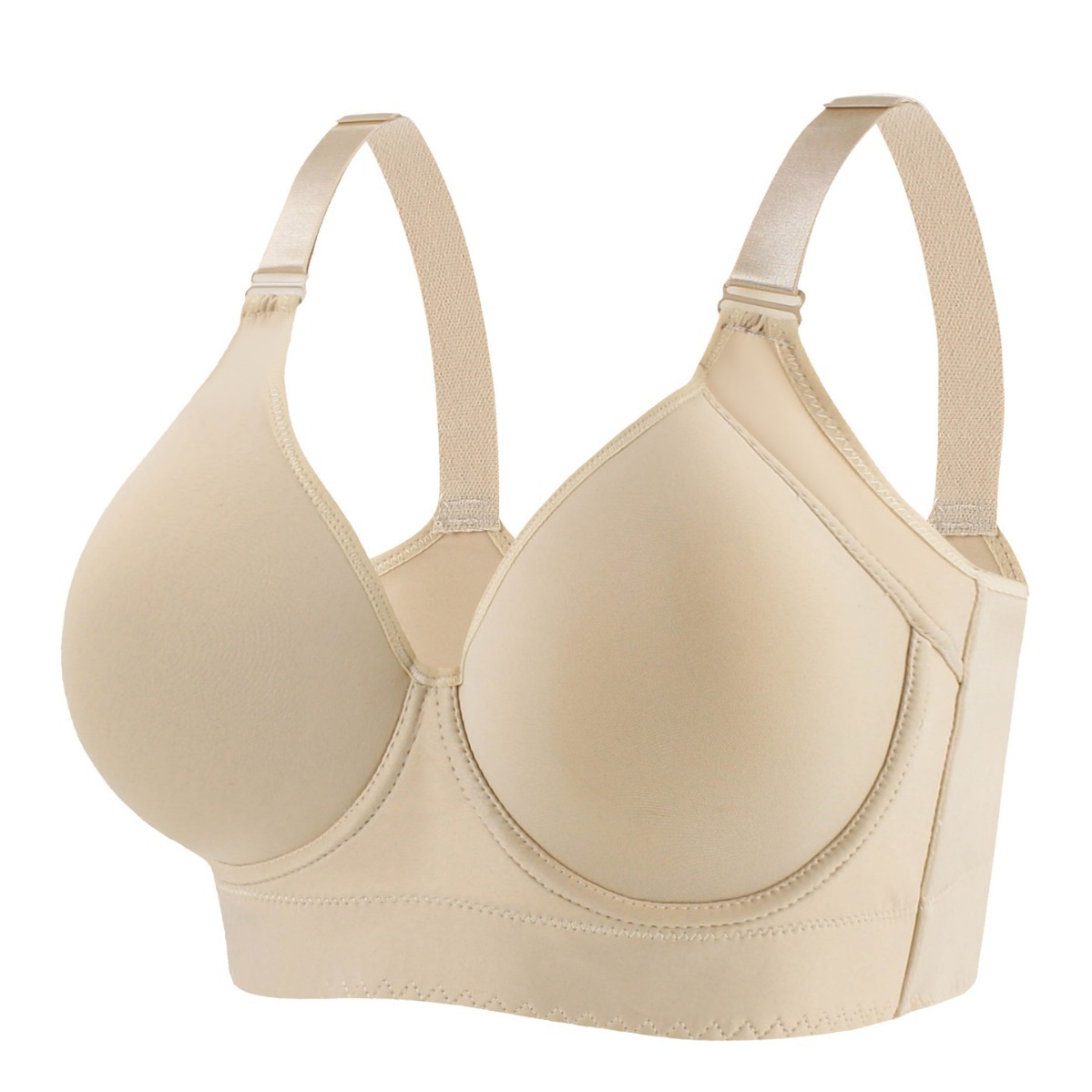 Cross-border European and American seamless smooth steel ring underwear gather-up adjustable bra sports beautiful back deep V bra