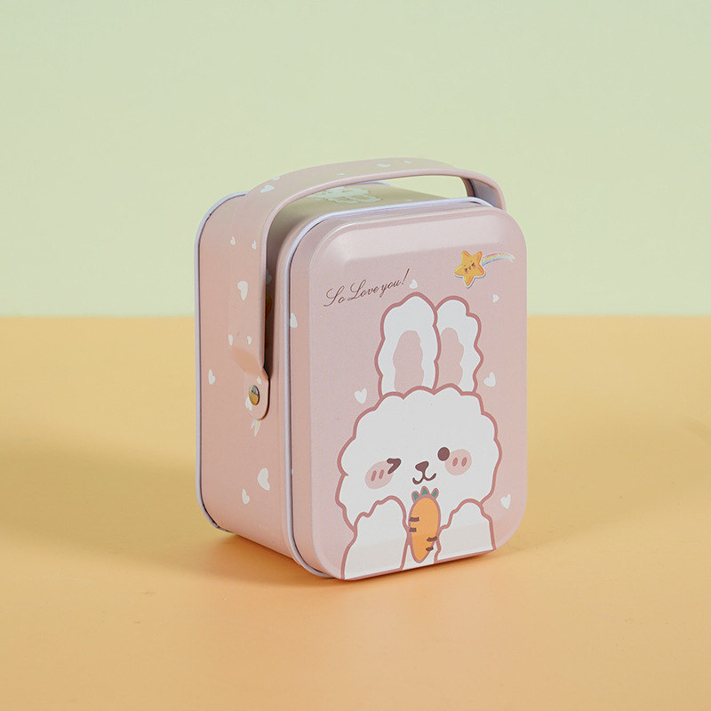 Picture of Factory radish rabbit candy can square iron can portable can packing box portable white rabbit simple tinplate wholesale