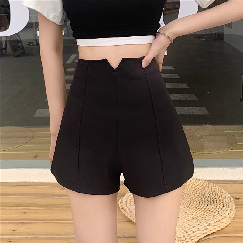 Black Shorts Women's Summer New Slim-fit Slimming Spice Girl A- line Hot Pants Anti-walking Wide Leg Safety Base Pants