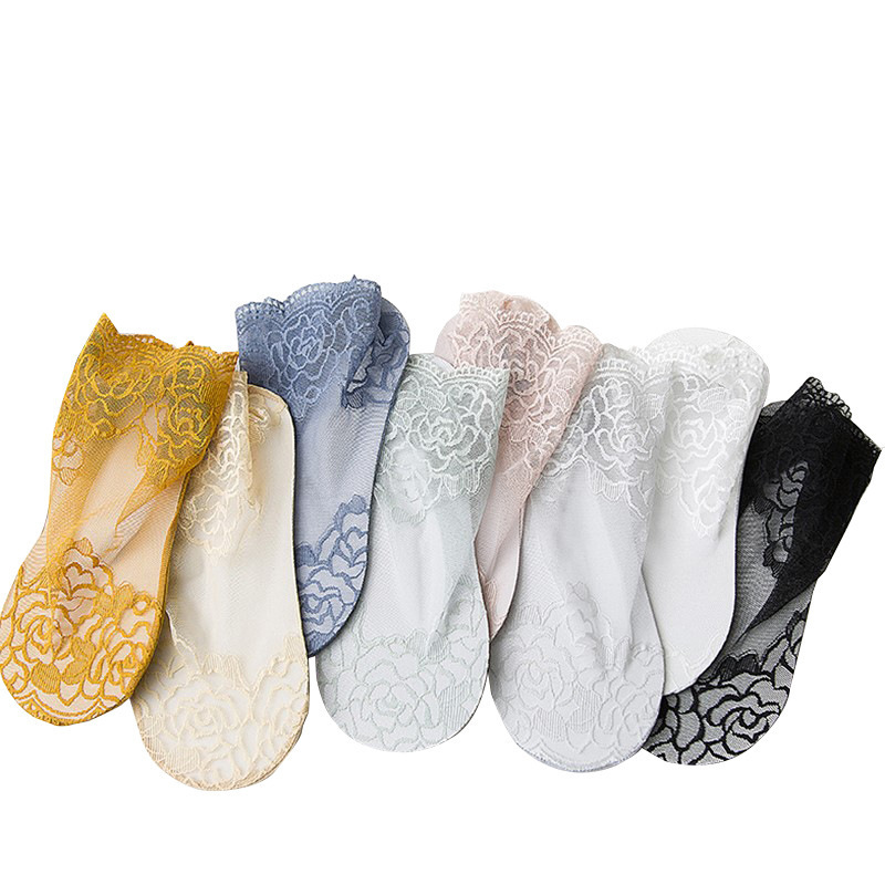 Picture of New lace short socks thin cotton mid-tube stockings spring and summer sweat-absorbent non-slip invisible boat socks ladies socks