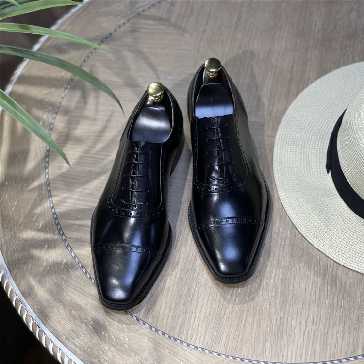 Picture of British Genuine Leather Men's Shoes Cowhide Carved Leather Shoes Men's Summer Business Casual Dress Shoes